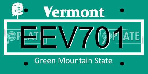 EEV701 Vermont License Plate