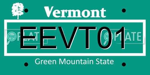 EEVT01 Vermont License Plate
