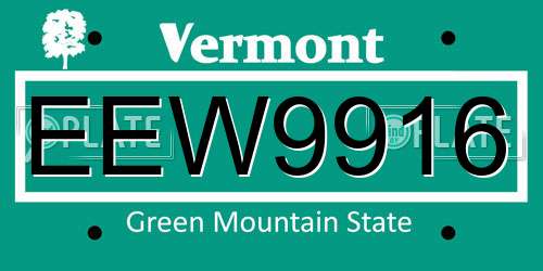 EEW9916 Vermont License Plate