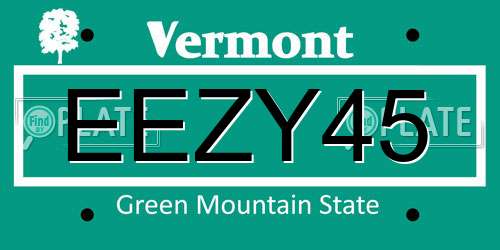 EEZY45 Vermont License Plate