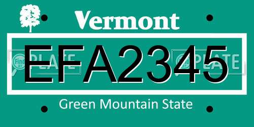 EFA2345 Vermont License Plate