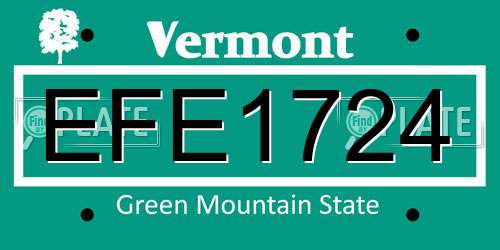 EFE1724 Vermont License Plate