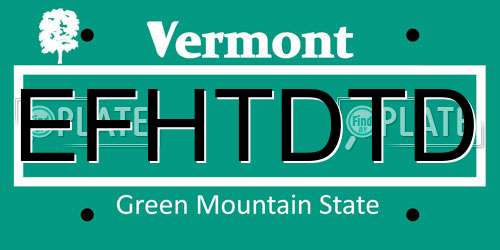 EFHTDTD Vermont License Plate