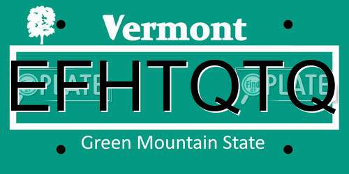 EFHTQTQ Vermont License Plate