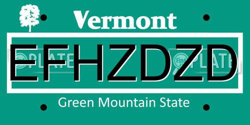 EFHZDZD Vermont License Plate