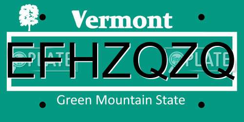 EFHZQZQ Vermont License Plate