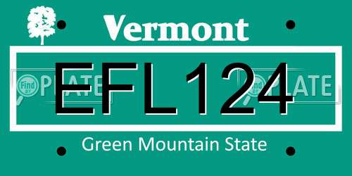 EFL124 Vermont License Plate