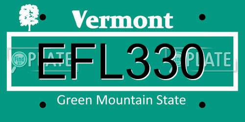 EFL330 Vermont License Plate