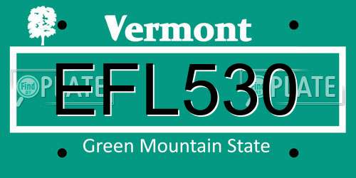 EFL530 Vermont License Plate