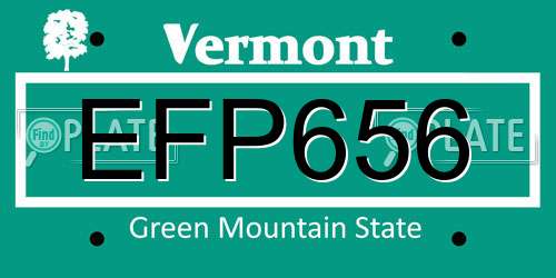EFP656 Vermont License Plate