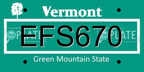 EFS670 Vermont License Plate