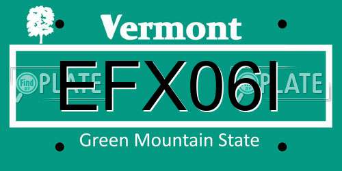 EFX06I Vermont License Plate