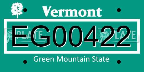 EG00422 Vermont License Plate