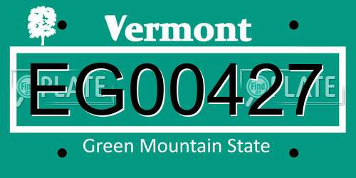 EG00427 Vermont License Plate