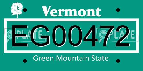 EG00472 Vermont License Plate