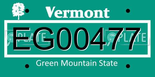 EG00477 Vermont License Plate