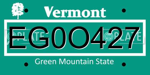 EG0O427 Vermont License Plate