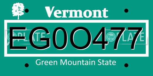 EG0O477 Vermont License Plate