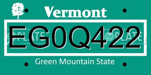 EG0Q422 Vermont License Plate