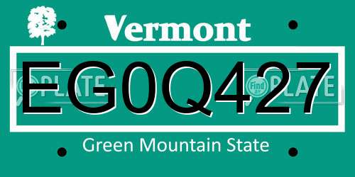 EG0Q427 Vermont License Plate