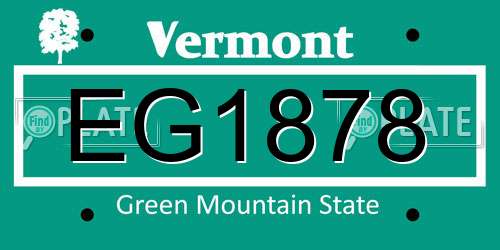 EG1878 Vermont License Plate