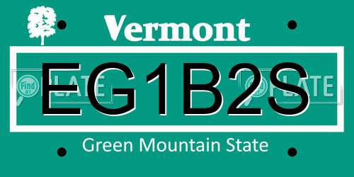 EG1B2S Vermont License Plate