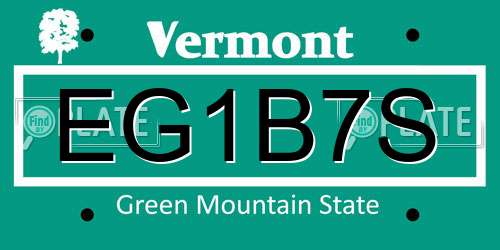 EG1B7S Vermont License Plate