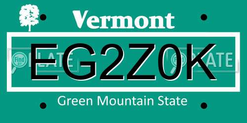 EG2Z0K Vermont License Plate