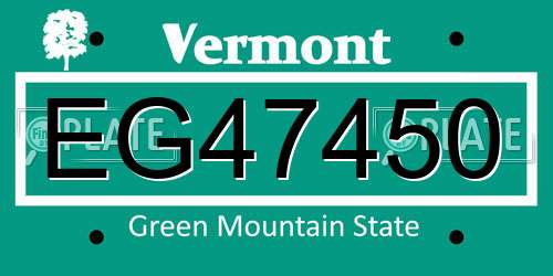 EG47450 Vermont License Plate