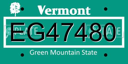 EG47480 Vermont License Plate