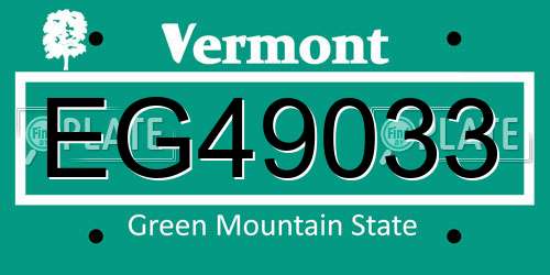 EG49033 Vermont License Plate