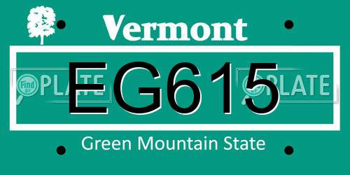 EG615 Vermont License Plate