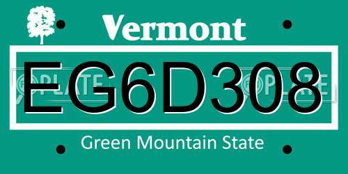 EG6D308 Vermont License Plate