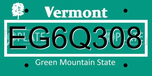 EG6Q308 Vermont License Plate
