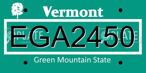 EGA2450 Vermont License Plate