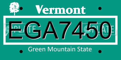 EGA7450 Vermont License Plate