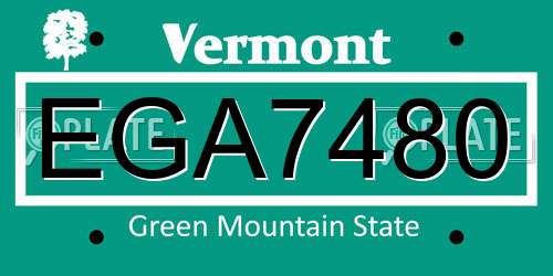 EGA7480 Vermont License Plate