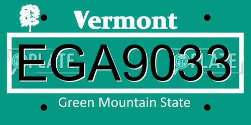 EGA9033 Vermont License Plate