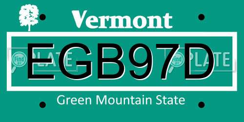 EGB97D Vermont License Plate