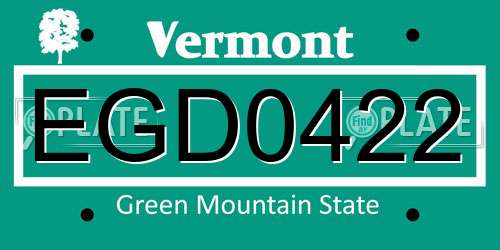 EGD0422 Vermont License Plate