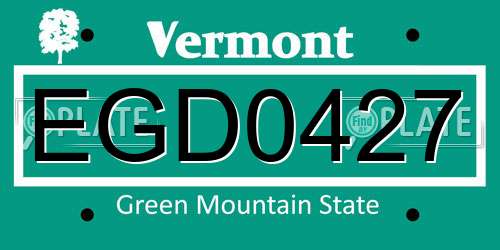EGD0427 Vermont License Plate