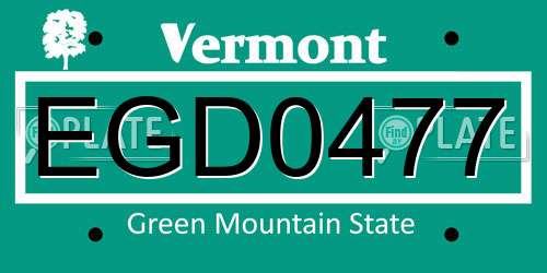 EGD0477 Vermont License Plate