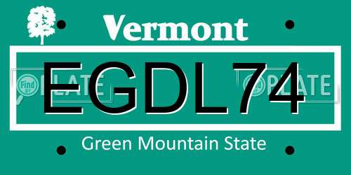 EGDL74 Vermont License Plate