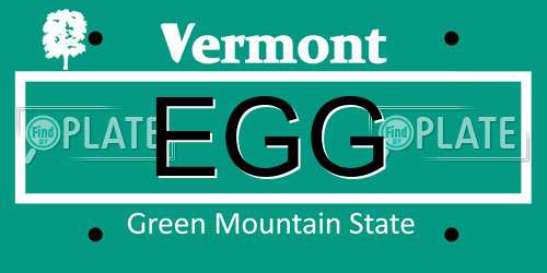 EGG Vermont License Plate