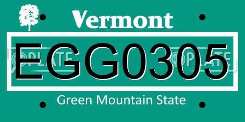 EGG0305 Vermont License Plate