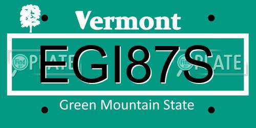 EGI87S Vermont License Plate