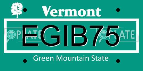 EGIB75 Vermont License Plate
