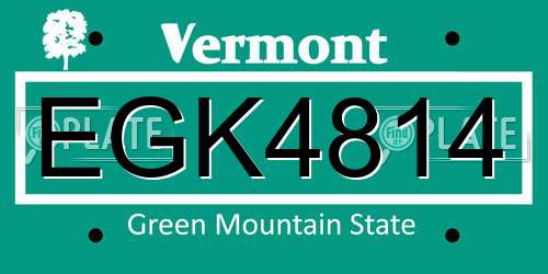 EGK4814 Vermont License Plate
