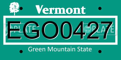 EGO0427 Vermont License Plate