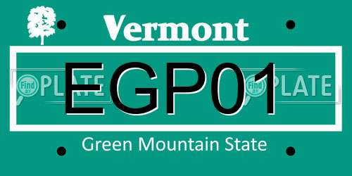 EGP01 Vermont License Plate